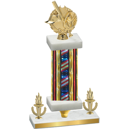 Premium Single Flag USA Victory Baseball Trophy