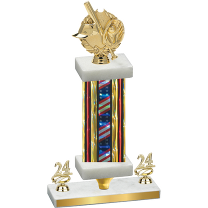 Premium Single Flag USA Year Baseball Trophy