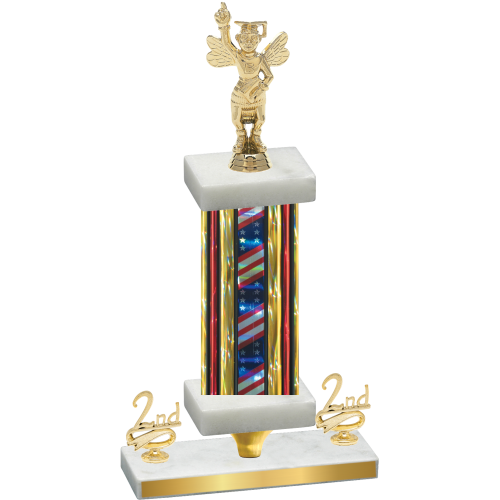 Premium Single Flag USA Second Place Academics Trophy