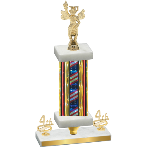 Premium Single Flag USA Fourth Place Academics Trophy
