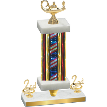 Premium Single Flag USA Second Place Academics Trophy