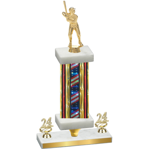 Premium Single Flag USA Year Baseball Trophy