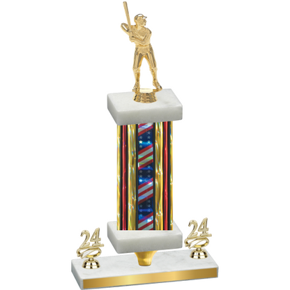 Premium Single Flag USA Year Baseball Trophy