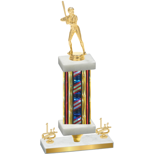 Premium Single Flag USA First Place Softball Trophy
