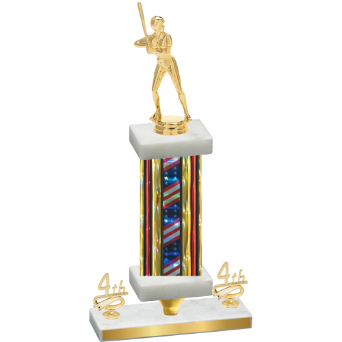 Premium Single Flag USA Fourth Place Softball Trophy