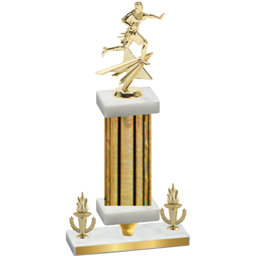 Premium Single Gold Glacier Victory Flag Football Trophy