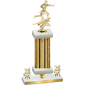 Premium Single Gold Glacier Year Flag Football Trophy