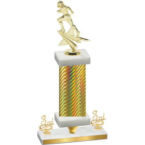Premium Single Gold Carbon Fiber Third Place Football Trophy