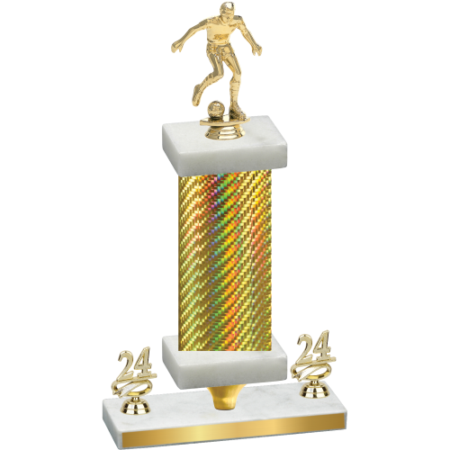 Premium Single Gold Carbon Fiber Year Soccer Trophy
