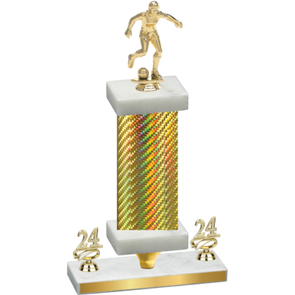 Premium Single Gold Carbon Fiber Year Soccer Trophy