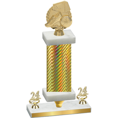 Premium Single Gold Carbon Fiber Year Soccer Trophy