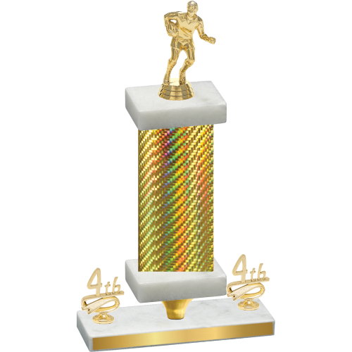 Premium Single Gold Carbon Fiber Fourth Place Rugby Trophy