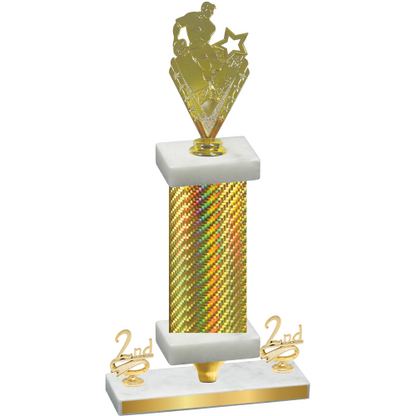 Premium Single Gold Carbon Fiber Second Place Rugby Trophy