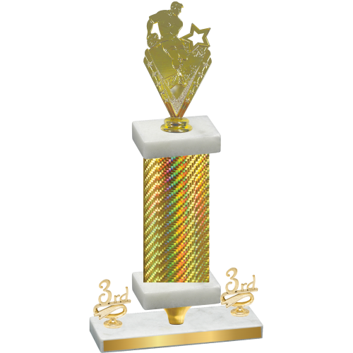 Premium Single Gold Carbon Fiber Third Place Rugby Trophy