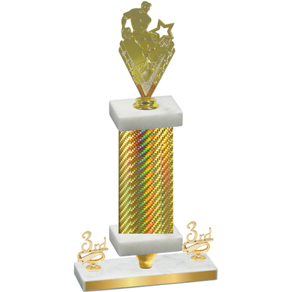 Premium Single Gold Carbon Fiber Third Place Rugby Trophy
