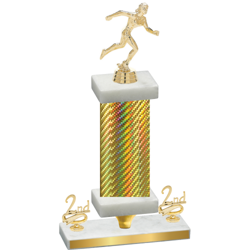 Premium Single Gold Carbon Fiber Second Place Running Trophy