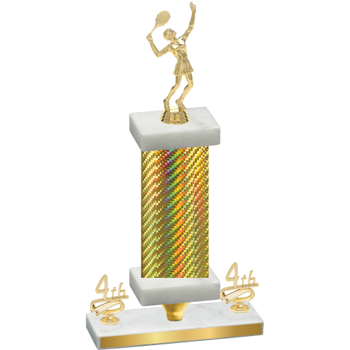 Premium Single Gold Carbon Fiber Fourth Place Tennis Trophy