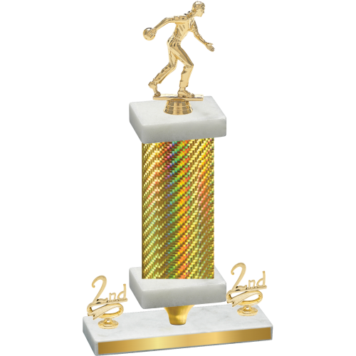 Premium Single Gold Carbon Fiber Second Place Bowling Trophy