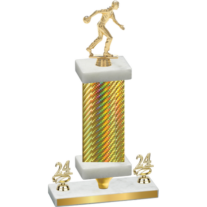 Premium Single Gold Carbon Fiber Year Bowling Trophy