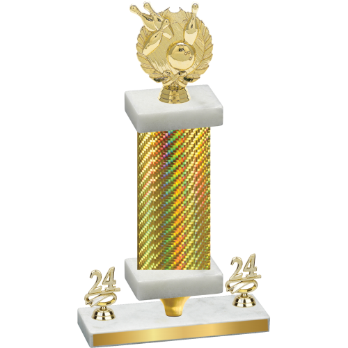 Premium Single Gold Carbon Fiber Year Bowling Trophy