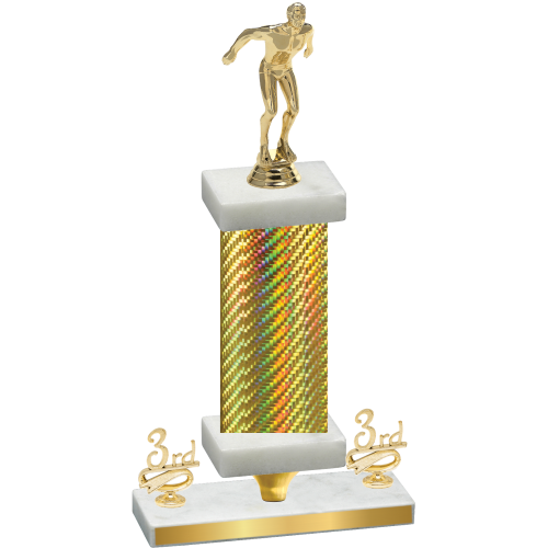 Premium Single Gold Carbon Fiber Third Place Swimming Trophy