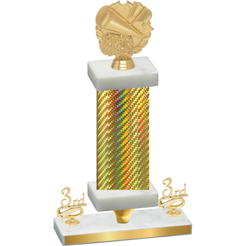 Premium Single Gold Carbon Fiber Third Place Cheerleading Trophy