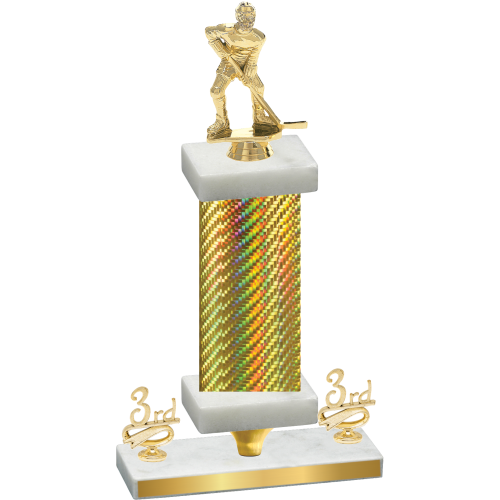 Premium Single Gold Carbon Fiber Third Place Hockey Trophy
