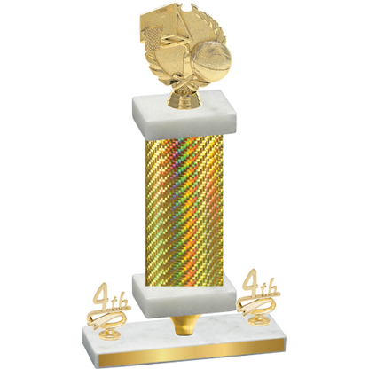 Premium Single Gold Carbon Fiber Fourth Place Basketball Trophy