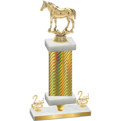 Premium Single Gold Carbon Fiber Second Place Horses Trophy