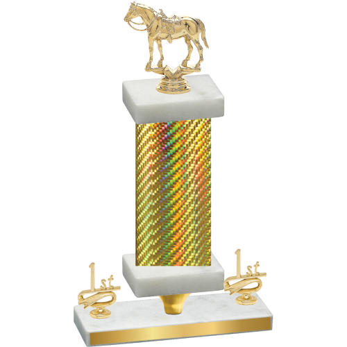 Premium Single Gold Carbon Fiber First Place Horses Trophy