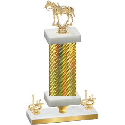 Premium Single Gold Carbon Fiber First Place Horses Trophy