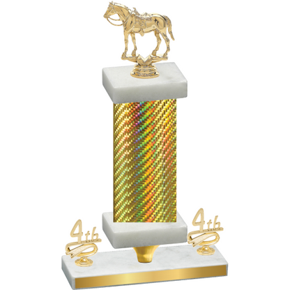 Premium Single Gold Carbon Fiber Fourth Place Horses Trophy