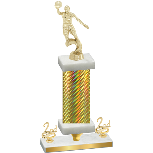 Premium Single Gold Carbon Fiber Second Place Basketball Trophy
