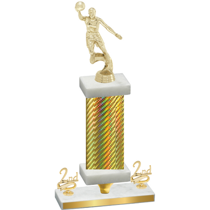 Premium Single Gold Carbon Fiber Second Place Basketball Trophy
