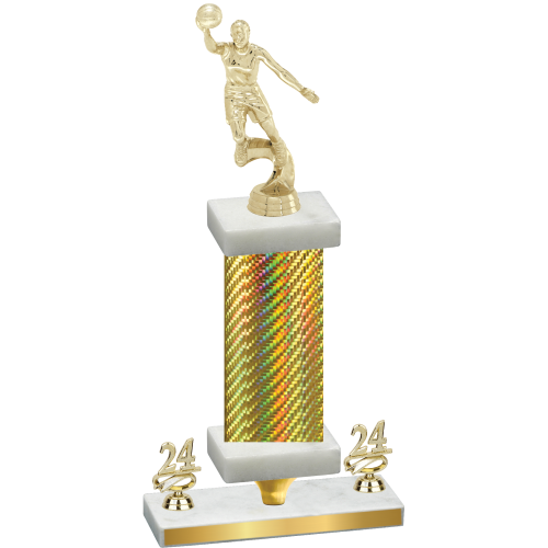 Premium Single Gold Carbon Fiber Year Basketball Trophy