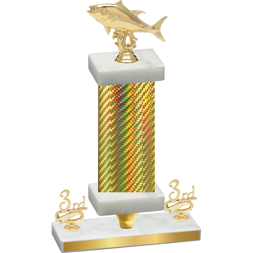 Premium Single Gold Carbon Fiber Third Place Fishing Trophy