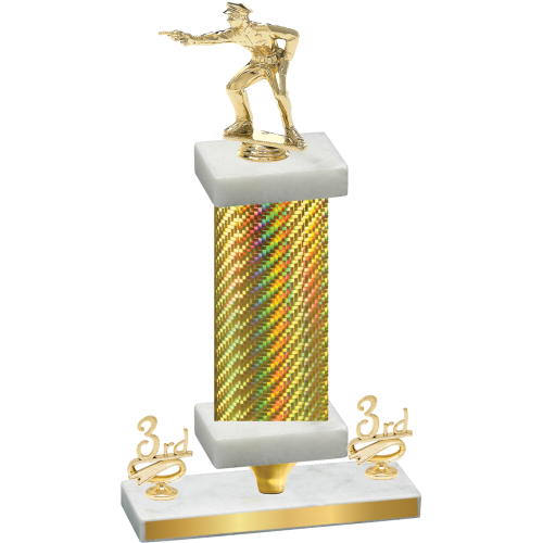 Premium Single Gold Carbon Fiber Third Place Shooter Trophy