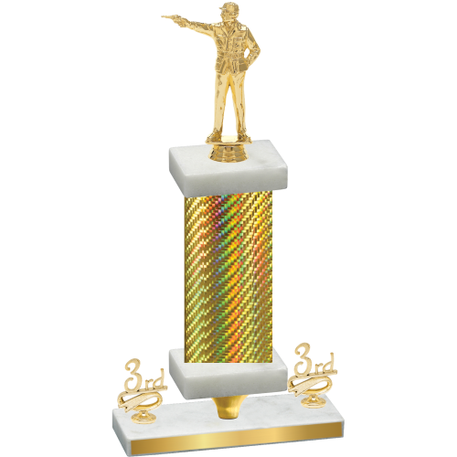 Premium Single Gold Carbon Fiber Third Place Shooter Trophy