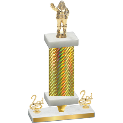 Premium Single Gold Carbon Fiber Second Place Holiday Trophy