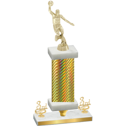 Premium Single Gold Carbon Fiber Third Place Basketball Trophy