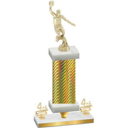 Premium Single Gold Carbon Fiber Fourth Place Basketball Trophy