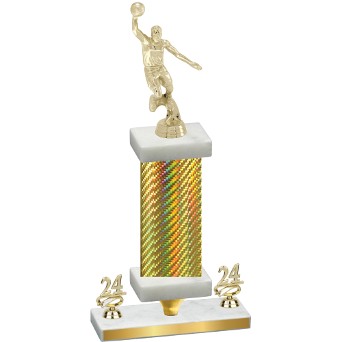 Premium Single Gold Carbon Fiber Year Basketball Trophy