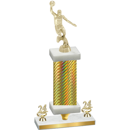Premium Single Gold Carbon Fiber Year Basketball Trophy