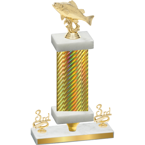 Premium Single Gold Carbon Fiber Third Place Fishing Trophy