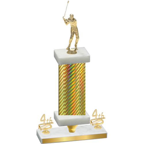 Premium Single Gold Carbon Fiber Fourth Place Golf Trophy