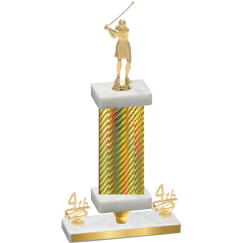 Premium Single Gold Carbon Fiber Fourth Place Golf Trophy