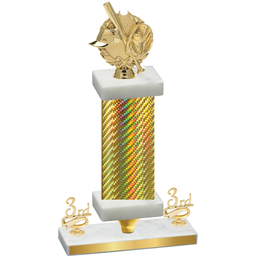 Premium Single Gold Carbon Fiber Third Place Baseball Trophy