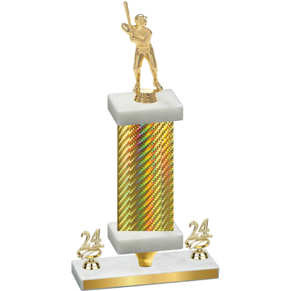 Premium Single Gold Carbon Fiber Year Baseball Trophy