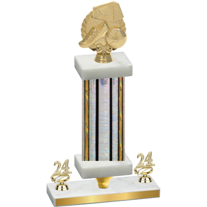 Premium Single Silver Glacier Year Soccer Trophy