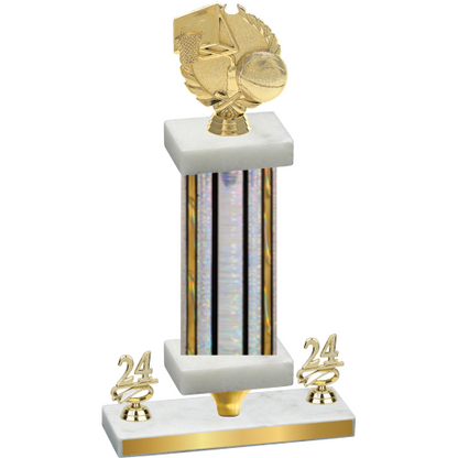 Premium Single Silver Glacier Year Basketball Trophy